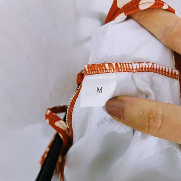 Orange & Cream Cheetah Print One Piece Swimsuit Size M - Picture 3 of 4